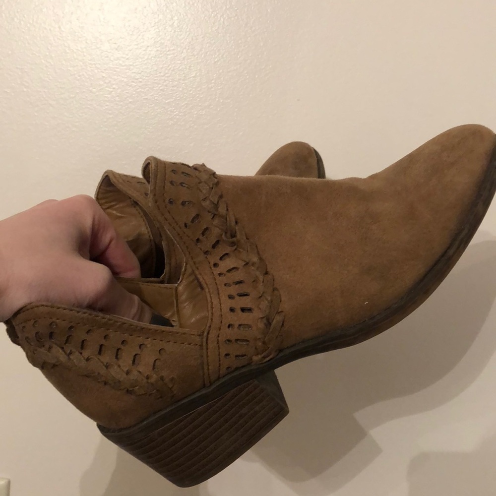 Brown leather booties